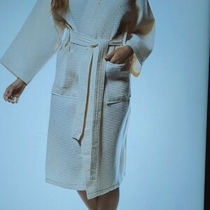 Women's Light Yellow Waffle Robe